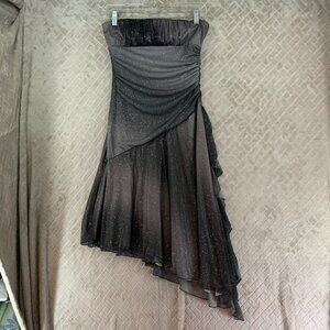 Joyce Leslie Dress Juniors M Gray Sparkly Glitter Hoco Prom Formal Dance Ruched